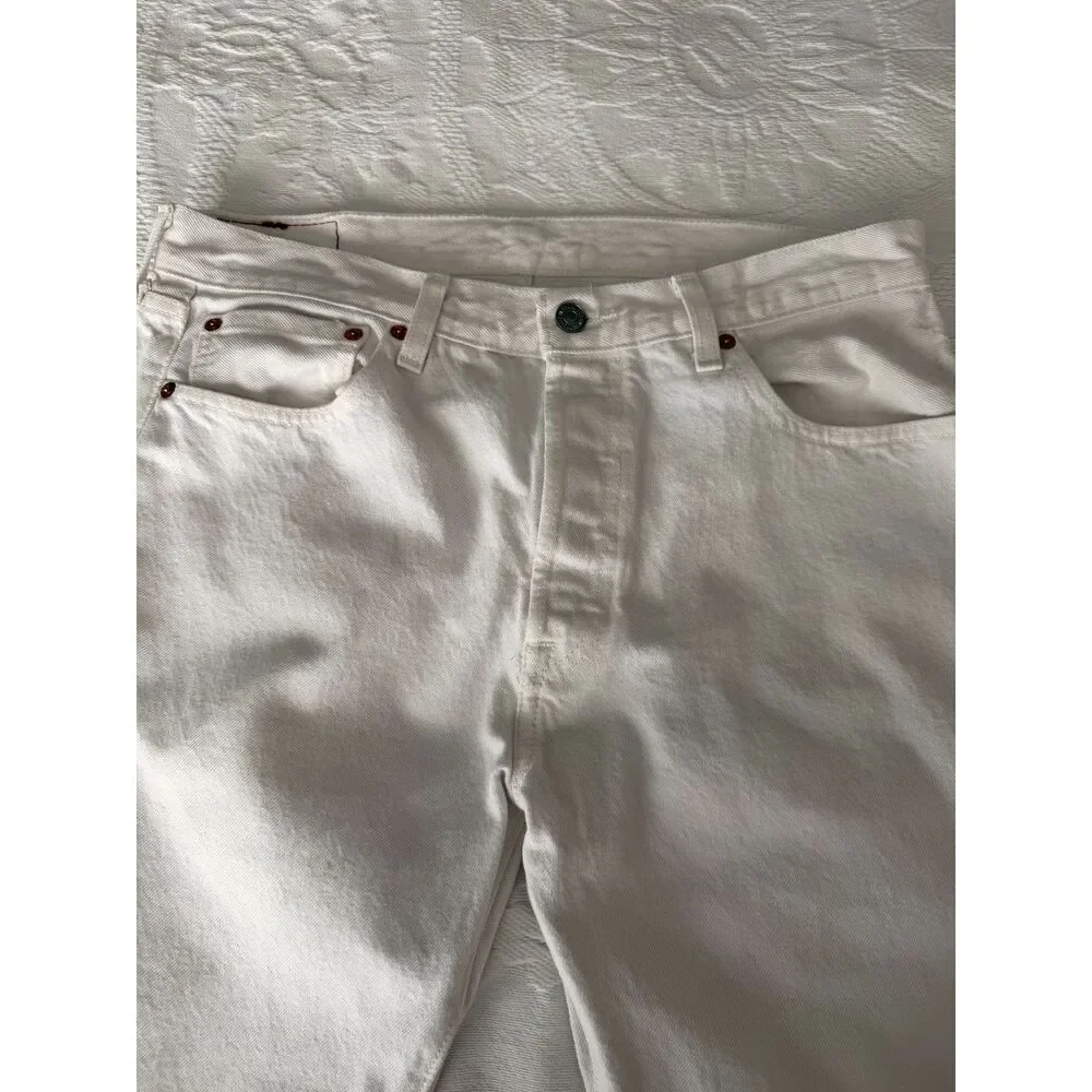 Levi's 501 Original Fit Jeans Mens 33x30 White Straight Leg Button Fly Cotton